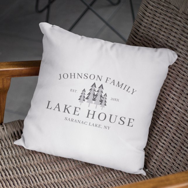 Modern Rustic Lake House Family Name Summer  Throw Pillow (Creator Uploaded)
