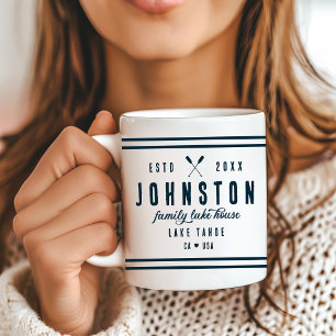 Modern Rustic Lake House   Navy White Coffee Mug