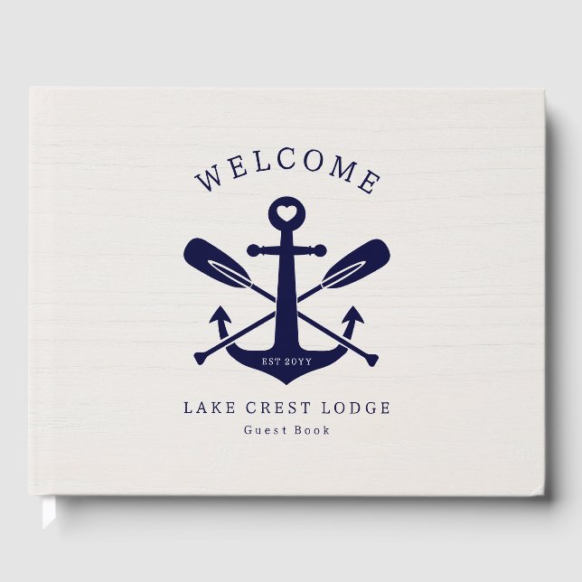 Modern Rustic Lake House Vacation Rental Airbnb Guest Book (Front)