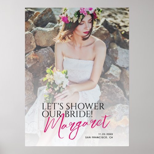 Modern Rustic Lets Shower Our Bride Welcome Sign