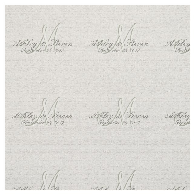Modern Rustic Linen Wedding Monogram Fabric (Swatch)