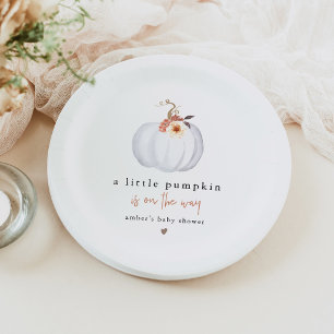 Modern Rustic Little Pumpkin Baby Shower Paper Plates