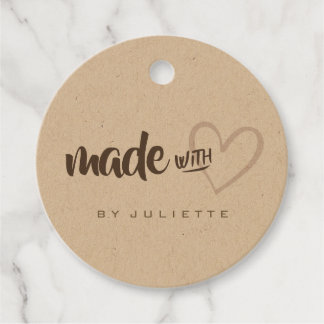 Modern Rustic Made with Love Heart Kraft Paper Favor Tags