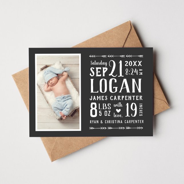 Modern Rustic Magnetic Photo Birth Announcement (Creator Uploaded)