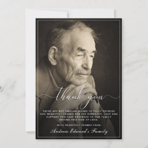 Modern Rustic Memorial Bereavement Funeral Photo Thank You Card