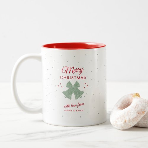 Modern Rustic Merry Christmas Bells Stars Country Two_Tone Coffee Mug