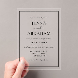 Modern Rustic Minimal Elegant Acrylic Invitations