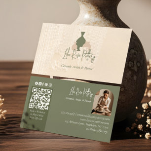 Modern Rustic Minimal Handmade Pottery Ceramic Business Card