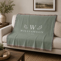 Modern Rustic Monogram Custom Family Name Sage