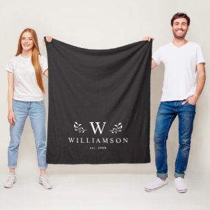 Modern Rustic Monogram Custom Name Newlywed Fleece Blanket