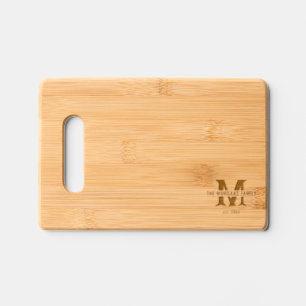 Modern Rustic Monogram Family Name Vintage Engraved Cutting Board