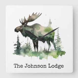 Modern Rustic Moose Wall Clock Mountain Lodge Deco