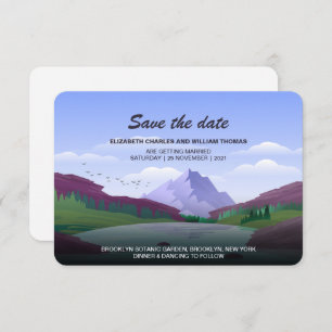 Modern & Rustic Mountain Forest Save The Date Card
