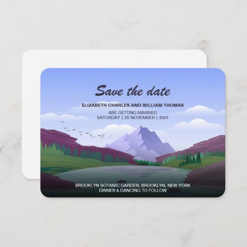 Modern  Rustic Mountain Forest Save The Date Card