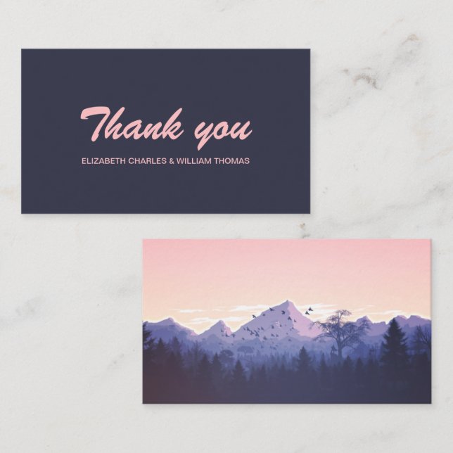 Modern & Rustic Mountain Forest Thank You Card (Front/Back)