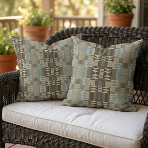 Modern Rustic Native Tribal Art Pattern Cabin Outdoor Pillow