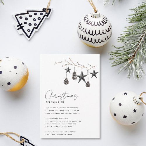 Modern Rustic Nature Christmas Party Invitation 