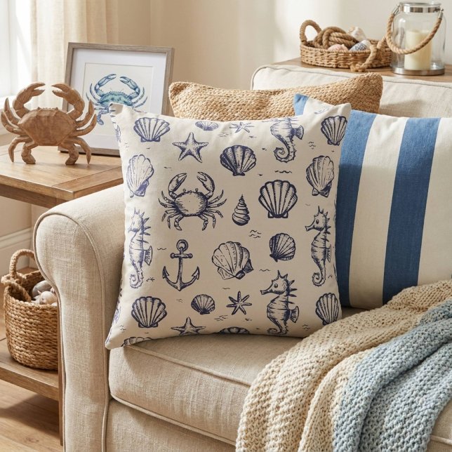 Modern Rustic Nautical Throw Pillow (Creator Uploaded)
