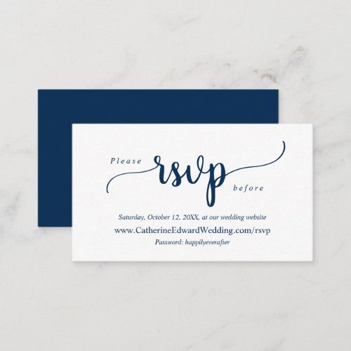 Modern Rustic Navy Blue Online RSVP website Enclosure Card