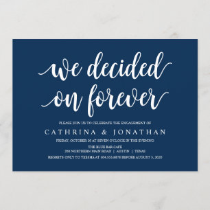 Modern Rustic, Navy Blue script, Engagement Party Invitation