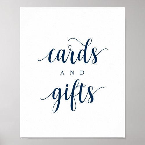 Modern Rustic Navy Blue Wedding Cards and Gifts Poster