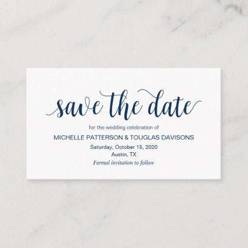 Modern Rustic Navy Blue Wedding Save the date Enclosure Card