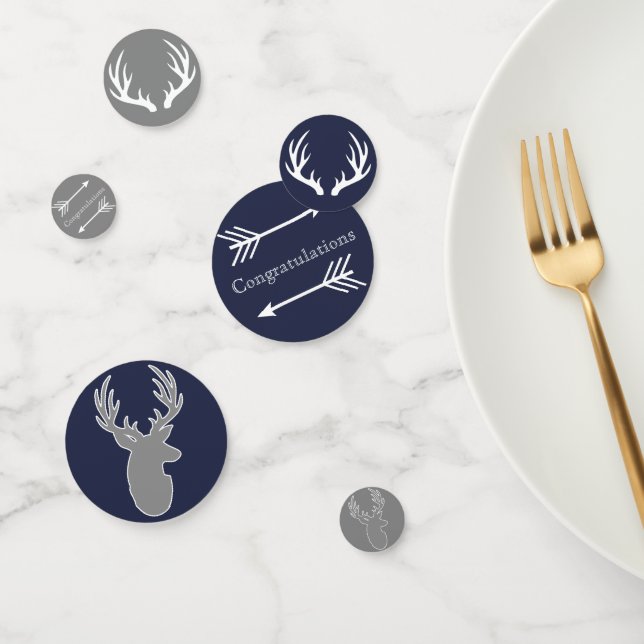 Modern Rustic Navy & Gray Deer Arrows Confetti (Group)