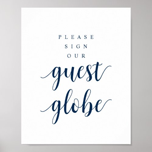 Modern Rustic Navy Wedding Our Guest Globe Poster