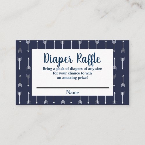 Modern Rustic Navy  White Wolf Diaper Raffle Enclosure Card