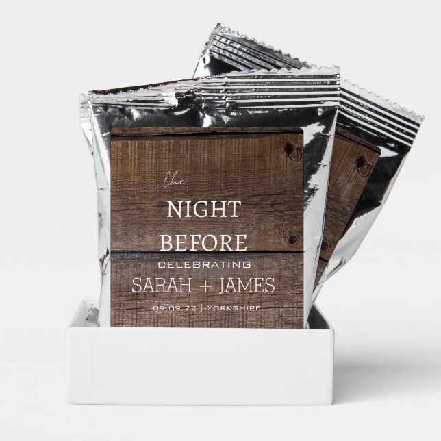 Modern Rustic Oak the Night Before Wedding Party  Coffee Drink Mix (Pair)