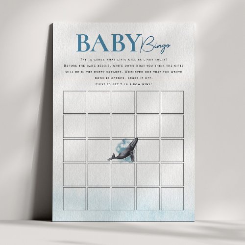 Modern Rustic Ocean Baby Shower Baby Bingo Card