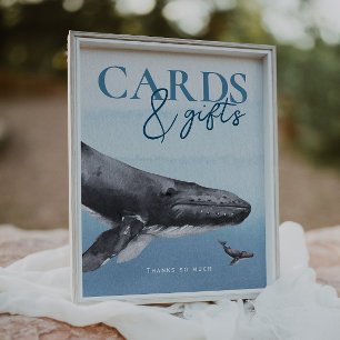 Modern Rustic Ocean`Baby Shower Cards and Gifts Poster