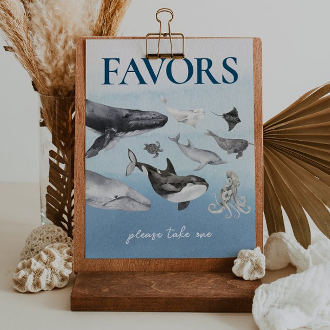 Modern Rustic Ocean Baby Shower Favors Sign (Creator Uploaded)
