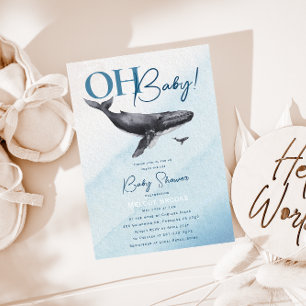 Modern Rustic Ocean Baby Shower Oh Baby! Invitation