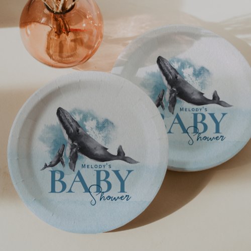 Modern Rustic Ocean Baby Shower Paper Plates