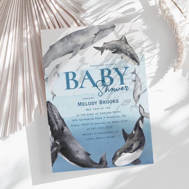 Modern Rustic Ocean Creatures Baby Shower Invitation (Creator Uploaded)