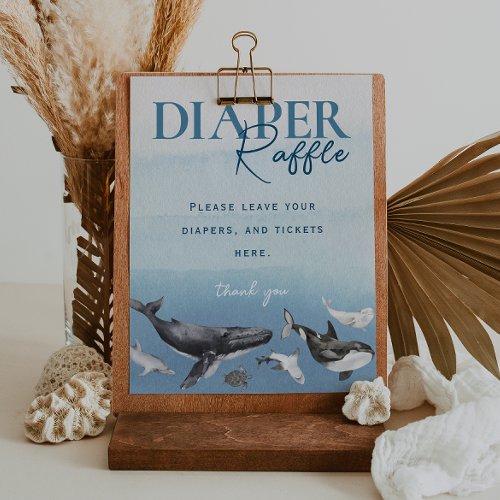 Modern Rustic Ocean Diaper Raffle Baby Shower Sign