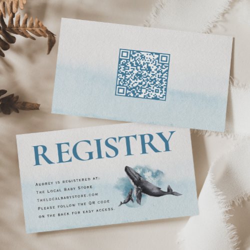 Modern Rustic Ocean QR Code Baby Registry Enclosure Card