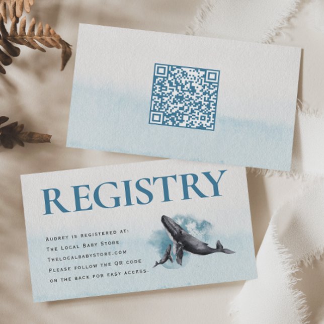 Modern Rustic Ocean QR Code Baby Registry Enclosure Card (Creator Uploaded)