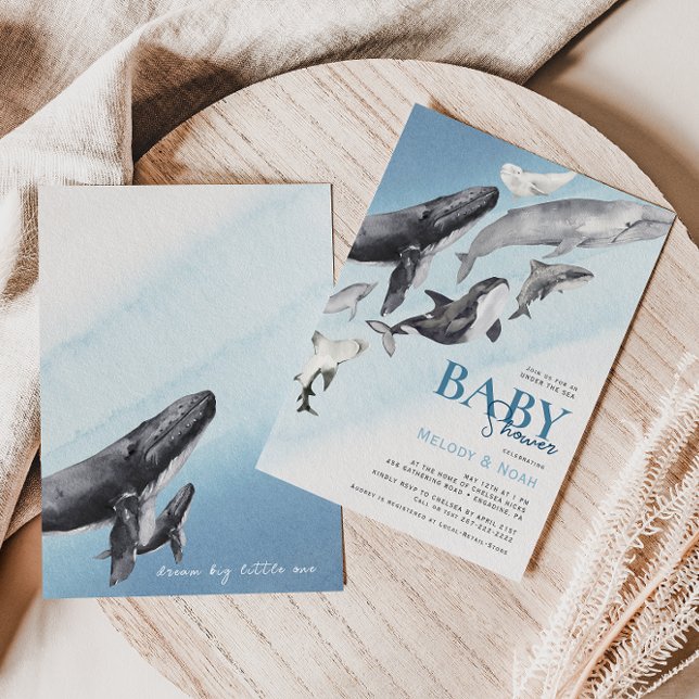 Modern Rustic Ocean Whale Couples Baby Shower Invitation (Creator Uploaded)