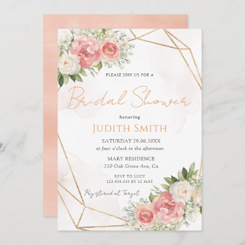 Modern Rustic Orange Flowers Bridal Shower  Invitation