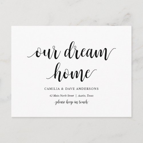 Modern Rustic Our Dream Home Address Announcement Postcard