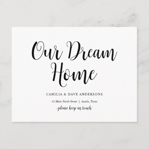 Modern Rustic Our Dream Home Address Announcement Postcard