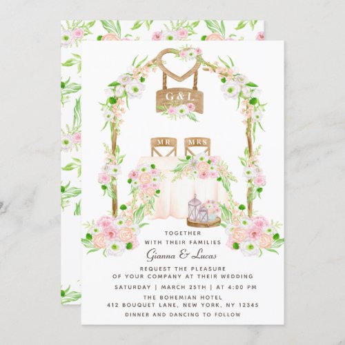 Modern Rustic Outdoor Watercolor Floral Wedding Invitation