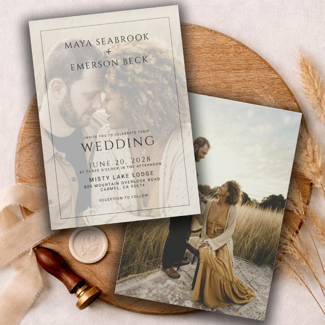 Modern Rustic Overlay Photo Wedding Invitation (Creator Uploaded)