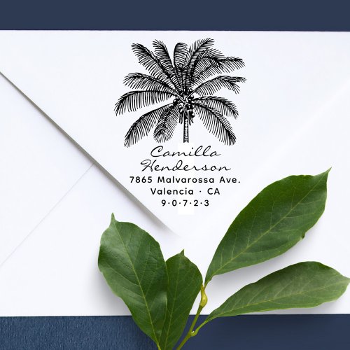 Modern Rustic Palm Tree Custom Return Address Self_inking Stamp
