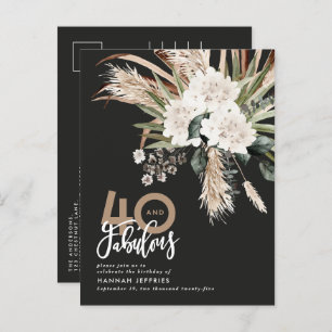 Modern rustic pampas eucalyptus 40 and fabulous announcement postcard