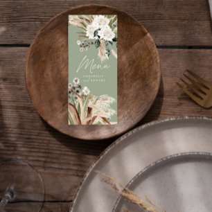Modern rustic pampas eucalyptus botanical elegant menu