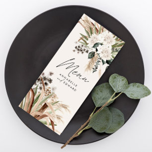 Modern rustic pampas eucalyptus botanical elegant menu