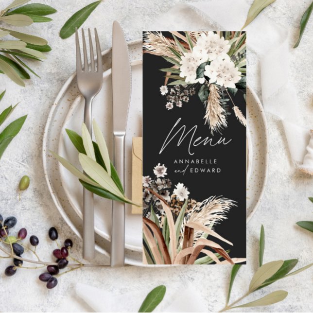 Modern rustic pampas eucalyptus botanical elegant  menu (Creator Uploaded)
